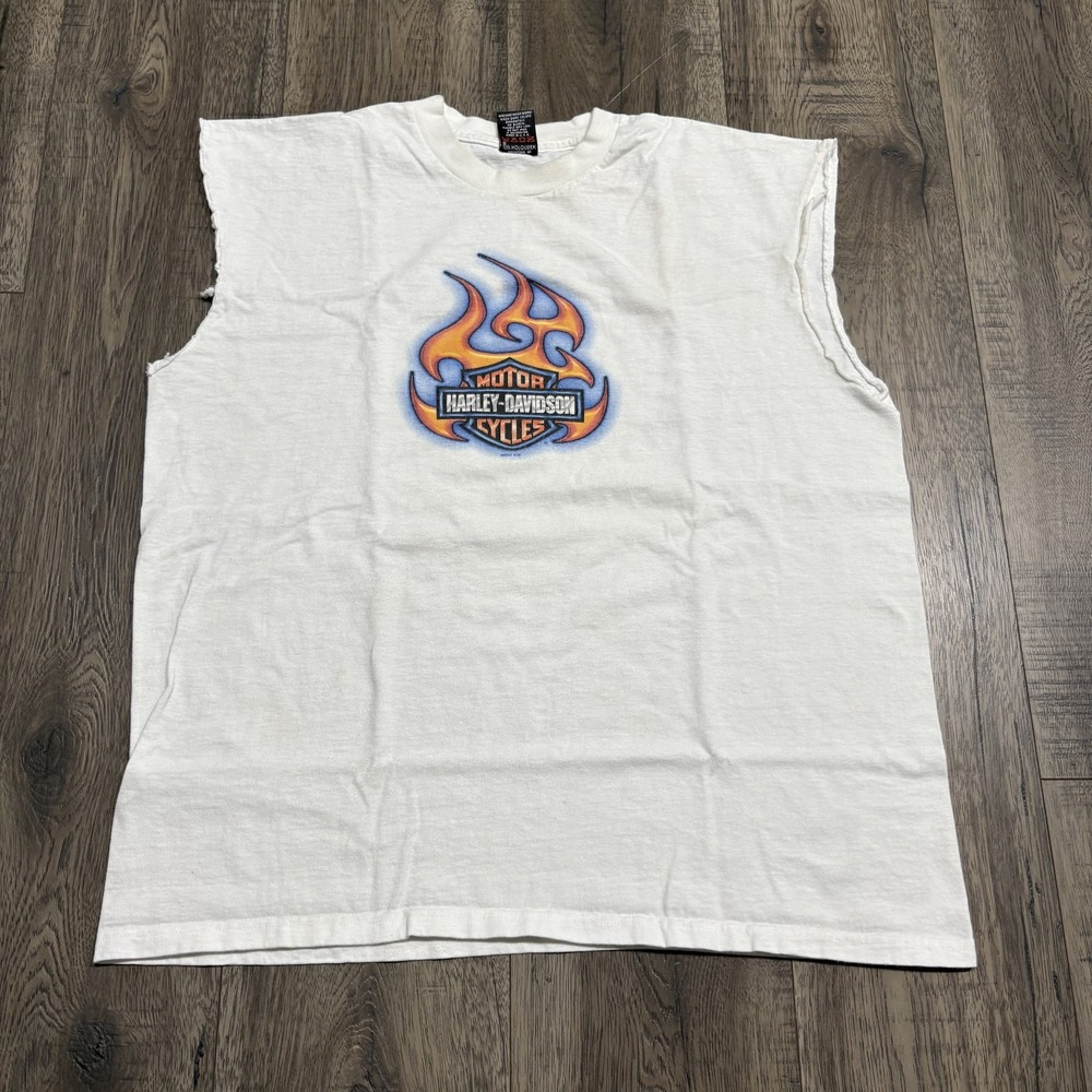 VTG 01 Harley-Davidson Shirt Mens XL Sleeveless Flames Puerto Rico